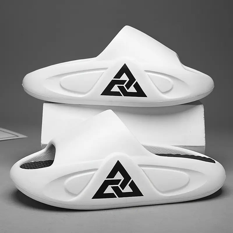 Men'S Preppy Casual Street Style Solid Color EVA Slides, Round Toe, Non-Slip, Thick Sole