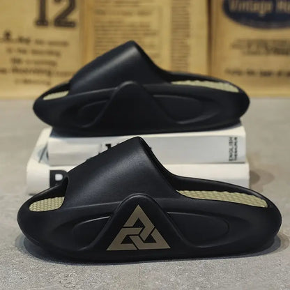 Men'S Preppy Casual Street Style Solid Color EVA Slides, Round Toe, Non-Slip, Thick Sole