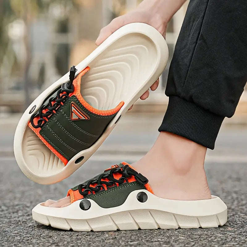 Men'S Breathable Mesh Slide Sandals - Comfortable Flat Open-Toe Slippers