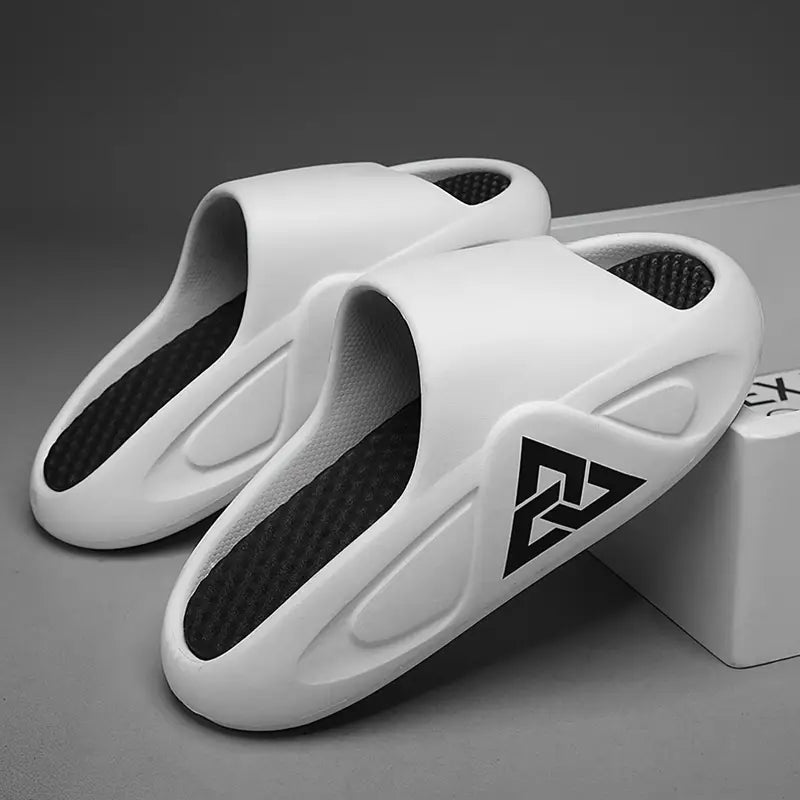 Men'S Preppy Casual Street Style Solid Color EVA Slides, Round Toe, Non-Slip, Thick Sole