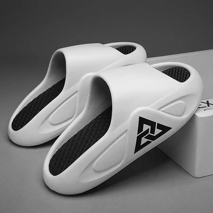 Men'S Preppy Casual Street Style Solid Color EVA Slides, Round Toe, Non-Slip, Thick Sole