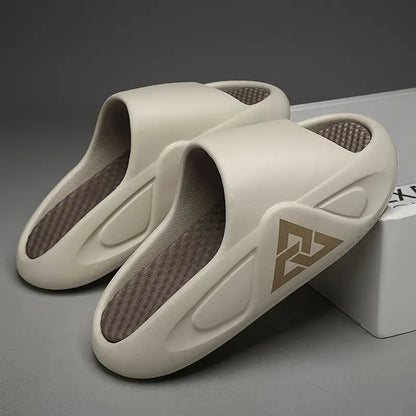 Men'S Preppy Casual Street Style Solid Color EVA Slides, Round Toe, Non-Slip, Thick Sole